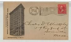 Charles D. Elliott Esq 59 Oxford St. Somerville Mass. 1897 Merrill & McDonald, Boston, Perkins Collection 1861 to 1933 Envelopes and Postcards